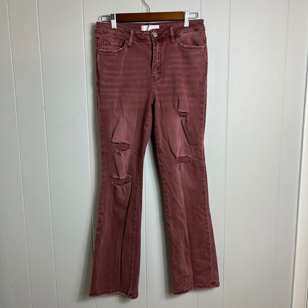 Vervet Blue Womens Skyler High Rise Bootcut Jeans Size 28 Burnt Red Distressed‎